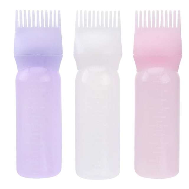 MasteelfCA Root Comb Applicator Bottle with Graduated Scale for Hair Coloring Dyeing Cleaning Bottle Salon Hairdressing 3pcs