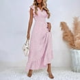 thumbnail image 2 of snowsong Maxi Dress,Easter Dress Women Maxi Dress For Women Ruffle Sleeve Beach Long Sundress Boho Summer Casual Floral Dress Floral Dress,Elegant Dresses,Work Dresses Purple Dress XL, 2 of 9