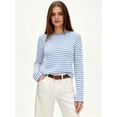 thumbnail image 5 of Women's Boat Neck Striped Open Knit Relaxed Fit Pullover Sweater Blue XL, 5 of 8