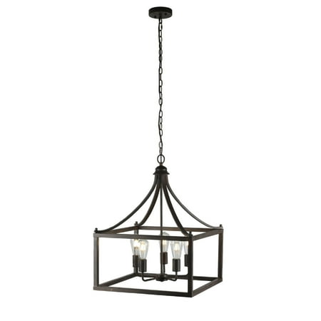 

CHLOE Lighting RYDER Farmhouse 5 Light Antique Wood Finish Hanging Ceiling Pendant 20 Wide