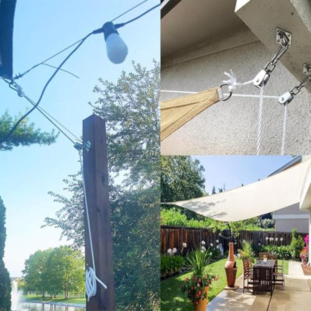 M20 Pulley Block System Stainless Steel Crane Pulley Block With Nylon Rope Carabiners Eye Pad Plates For Garden Marine Hardware