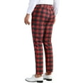 thumbnail image 3 of INSPIRE CHIC Men's Dress Pant Flat Front Stretch Business Plaid Pants 38 Black Red, 3 of 7
