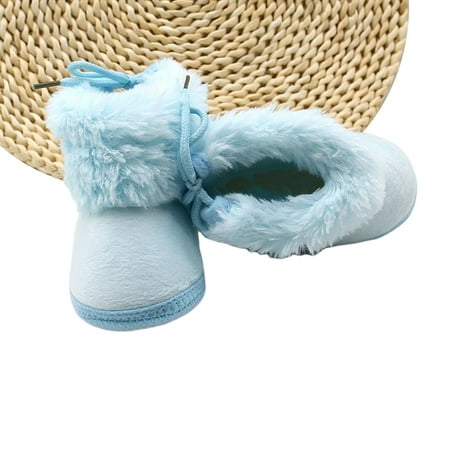 

Doqcey Infant Baby Snow Boots Lace Up Anti-Slip Sole Solid Color Crib Shoes
