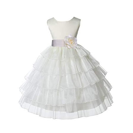 Ekidsbridal Ivory Satin Shimmering Organza Flower Girl Dress Holy Baptism Dress First Communion Dress Easter Summer Dresses Special Occasion Dresses Pageant Gown Holiday Dresses Daily Dresses 308S