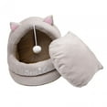 thumbnail image 4 of Lindo nido para gatos semicerrado, sofá cama para mascotas, con pelota de juego, suave y universal Gris, 4 of 8