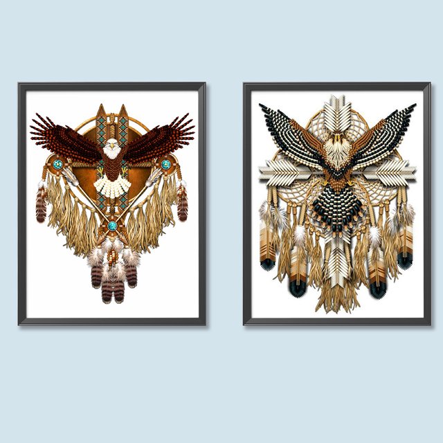 Diamond Painting 5D DIY completo taladro redondo Eagle Dreamcatcher Kit 2PCS Hugtrwg Para estrenar