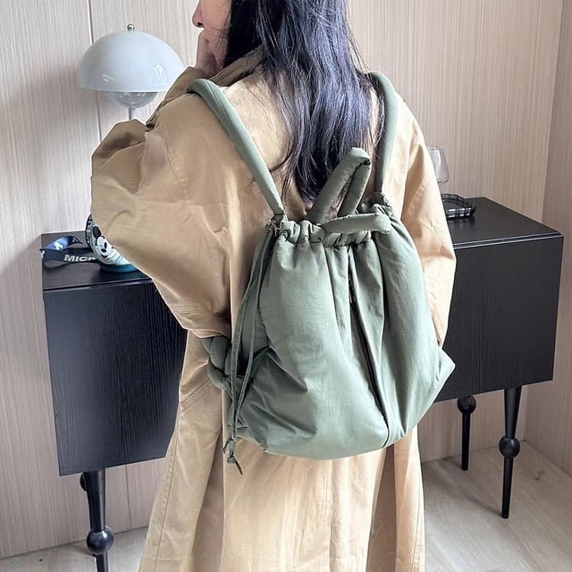 Mochila de nailon para mujer, de moda, con relleno de algodón y plumón, para estudiantes, bolso de mano, bolso de hombro informal