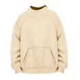thumbnail image 3 of BODOAO Womens Mock Neck Sweatshirt Long Sleeve Pullover with Kangaroo Pocket and Ribbed Trim Relaxed Fit Casual Cozy Fashion Top for Fall and Winter Outfits Beige L, 3 of 7