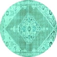 thumbnail image 1 of Ahgly Company Indoor Round Abstract Turquoise Blue Contemporary Area Rugs, 3' Round, 1 of 4