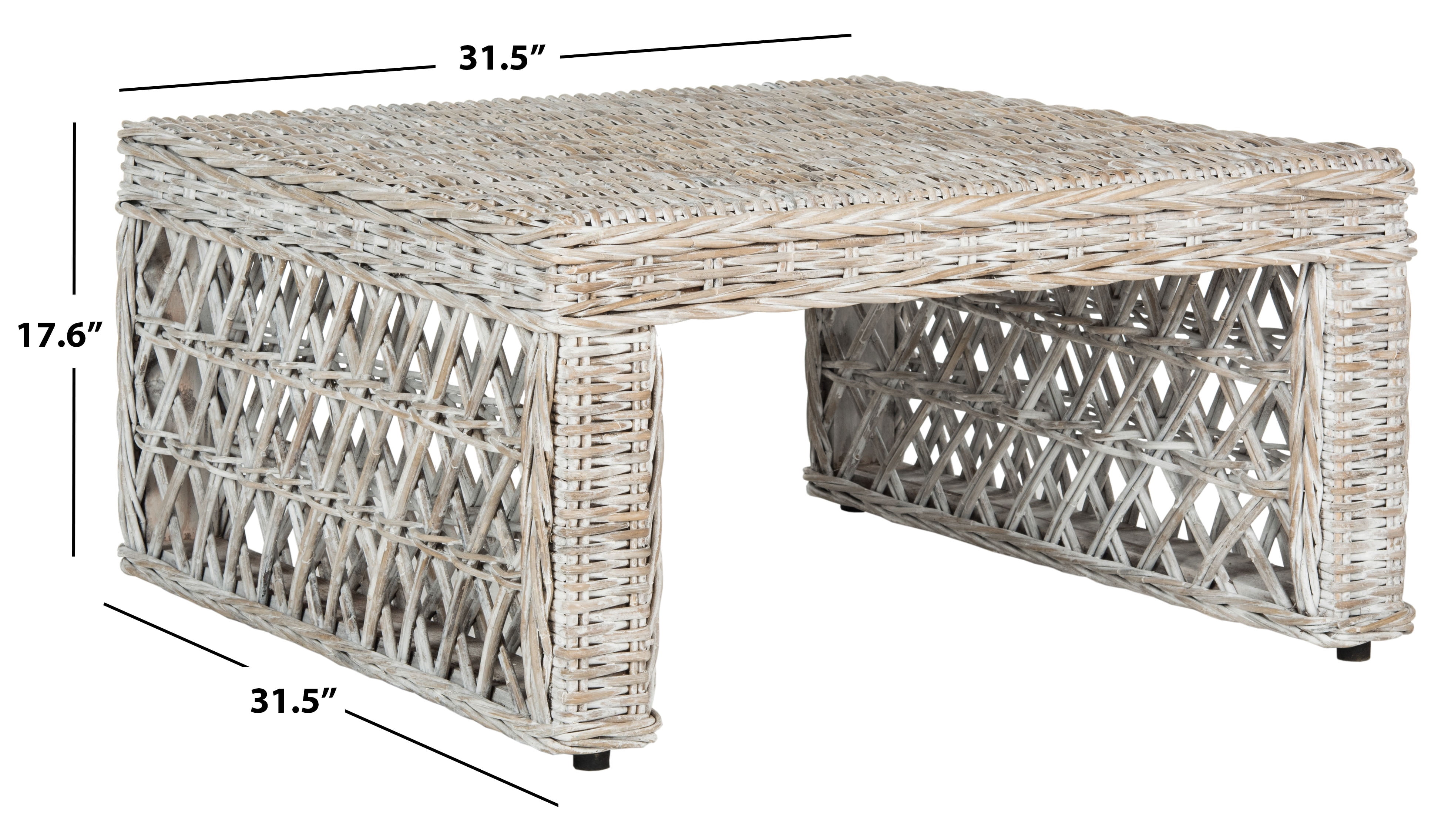 SAFAVIEH Shila Nautical Wicker Coffee Table, White Wash