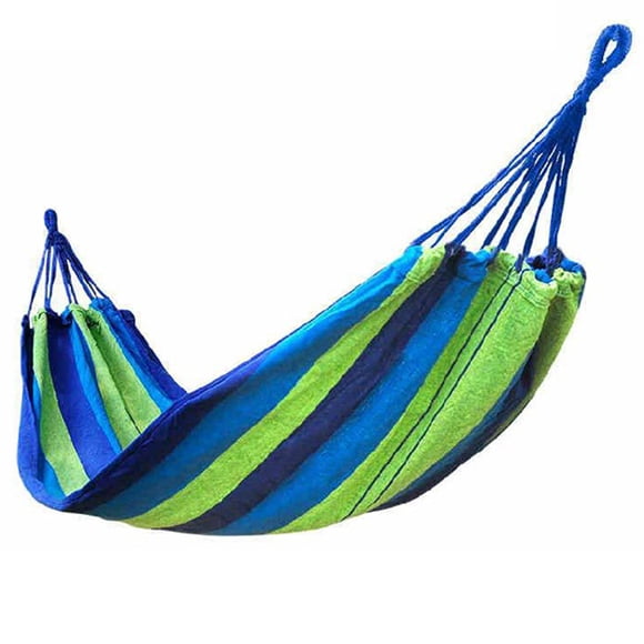 Hamac de Camping Portable Rayé avec Sac de Rangement pour Extérieur
