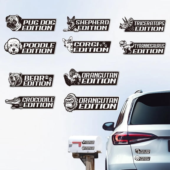 5Pcs Animals Car Stickers Animal Badges Vinyl Car Decals Dog Dinosaur Bear Edition Plastic Vehicle Decoration Decal