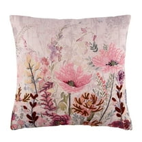 STP GOODS Pink Spring Floral Cotton Embroidered Decorative Pillow 18x18" (45x45 cm) Decorative Square Throw Pillow Cotton Couch Cushion