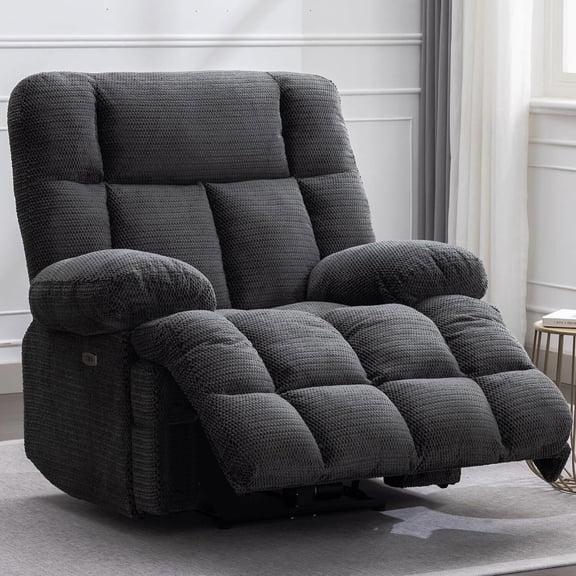 Oversized Power Zero Gravity Recliner Chair Extra Large Electric Reclining Chairs for Big Man with USB Port 24" Seat Width,Gray