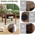 thumbnail image 6 of CRXX Round Coffee Table, 2-Tier Mid Century Modern Tea Cocktail Table with Storage Shelves & 4 Side Compartments, Wood Center Table for Living Room, Small Spaces (Rustic Brown), 6 of 10
