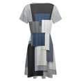 thumbnail image 5 of Abstract Geometric Art Blue Black Grey Dress Fashion Beach Short Sleeve Dresses Female Party Printed Sundress, 5 of 7