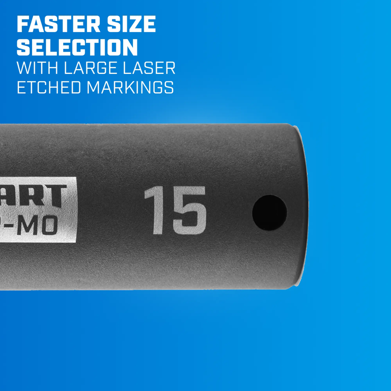 HART 10 Piece 3/8-inch CR-MO Impact Rated Socket Set, Metric
