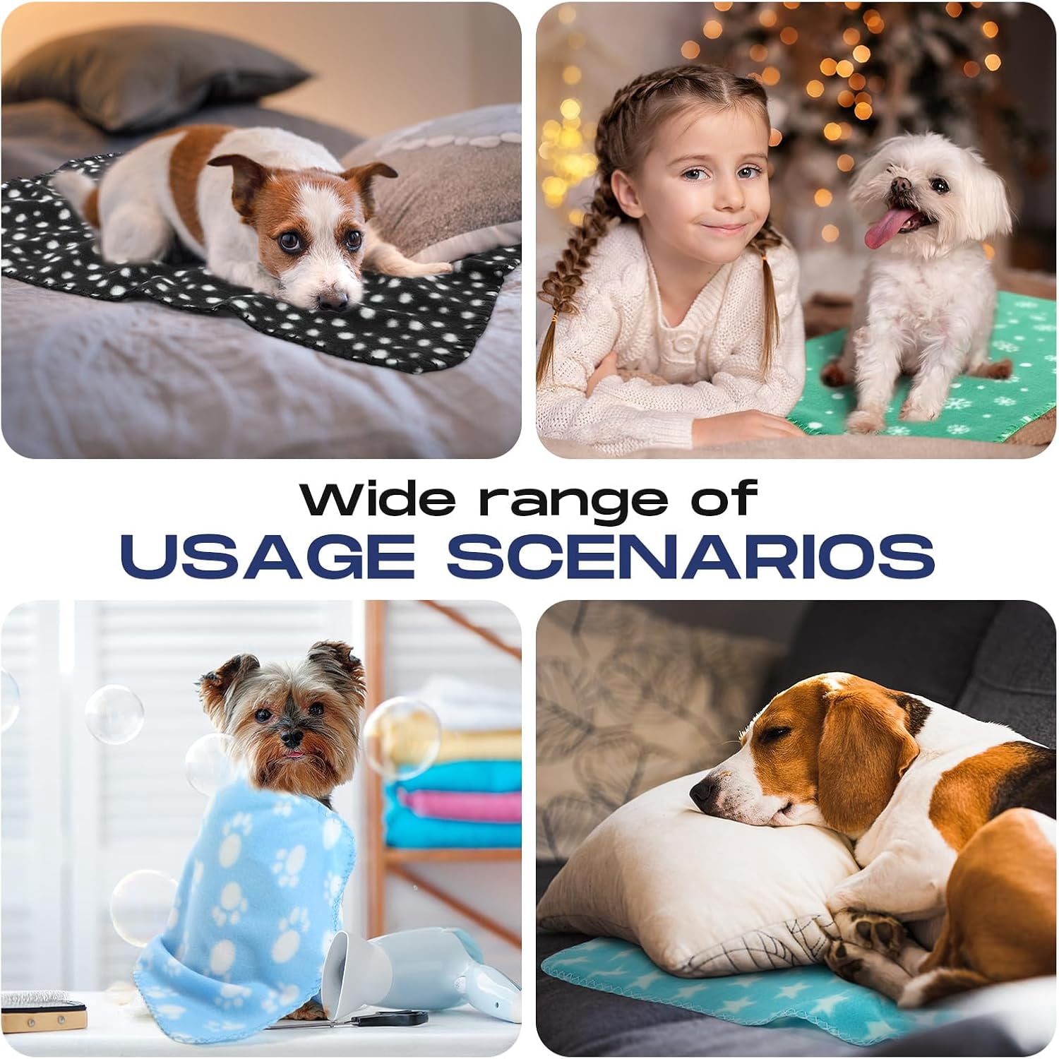 28 Pieces Puppy Blanket Bulk Small Fleece Pet Blanket for Puppy Dogs Kitten Cats Pets Soft Warm Paw Print Sleep Mat Bed Covers, 28 Styles(15.75 x 23.63 Inch)