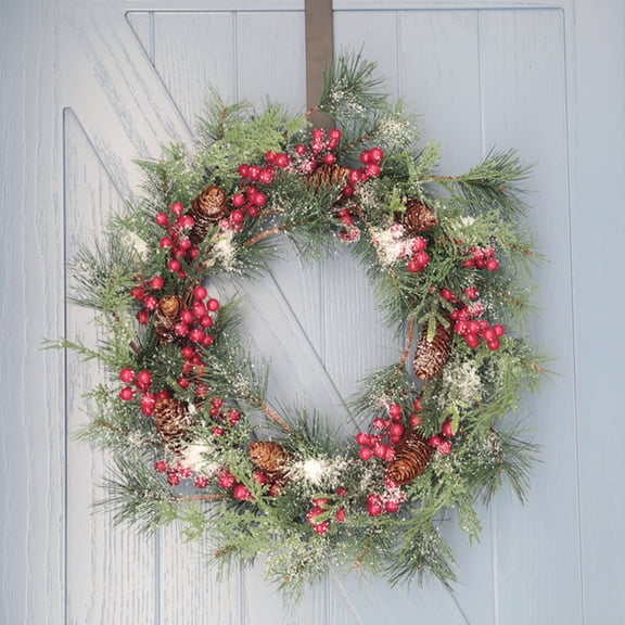 Christmas Wreaths for Front Door,20Inch Garland Door Hanging Festive Window Party Simulation Wall Hanging Garland Decoration