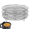 thumbnail image 1 of 2pcs 8-Inch 3-Layers Air Fryer Rack Stackable Grid Grilling Rack Stainless Steel Round Rack for Home Kitchen Oven Cooker, 1 of 5