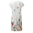 thumbnail image 6 of USSUMA Sundresses for Women Casual Summer Boho Flowy Knee Length Swing Floral Print Midi Womens Shirt Dresses Beach V Neck Sleeveless Plus Size Wedding Guest Sun Dress, 6 of 8