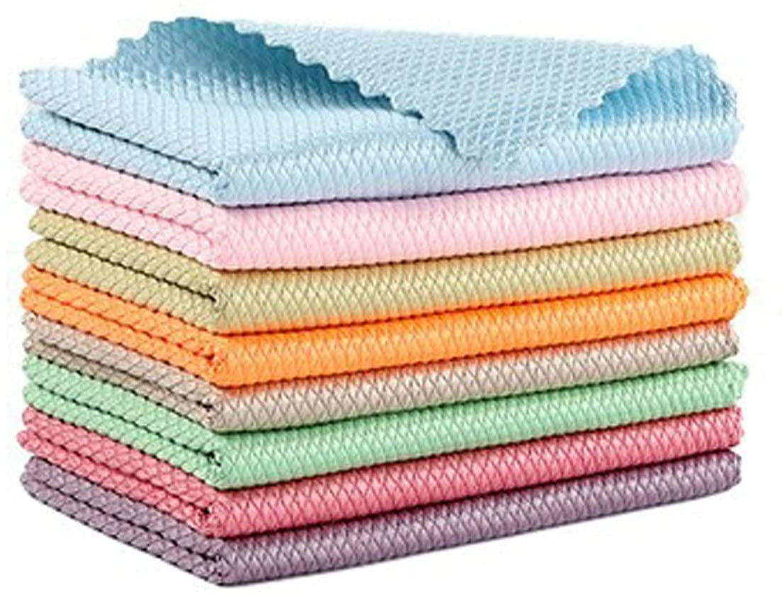 10X Microfiber Fish Scale Rag Wipe For Car Glass Cleaning Housework Cloth Mirror