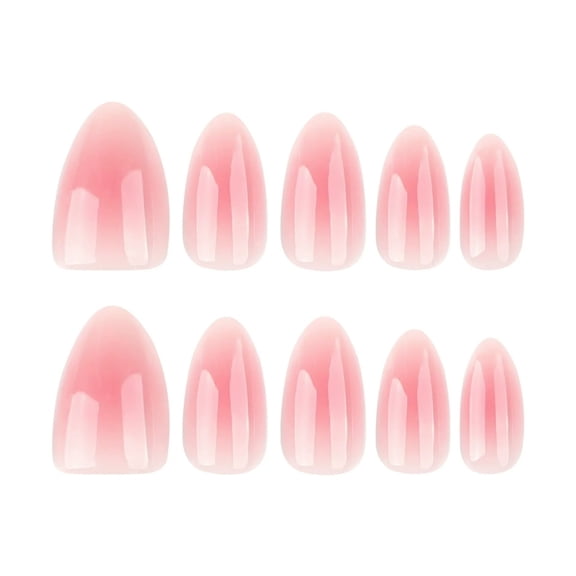 24 Pcs Almond Press on Nails Short, Soft Powder Blush Gradient Wearable False Nail Tips, Simple Fake Nails for Daily Gathering DIY Manicure Decorations