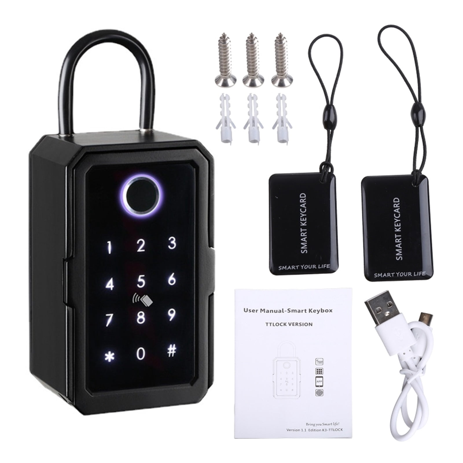 Key Safe Box Outdoor, Wall Mount Key Box with Shackle Large Capacity Lockbox Support APP Remote for House Key Car Key Apartment Outdoor Indoor