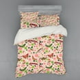 thumbnail image 2 of Ambesonne Nature Bedding Set 3 Pcs, Butterflies Shamrocks, Twin XL, Lime Green Pale Pink, 2 of 3