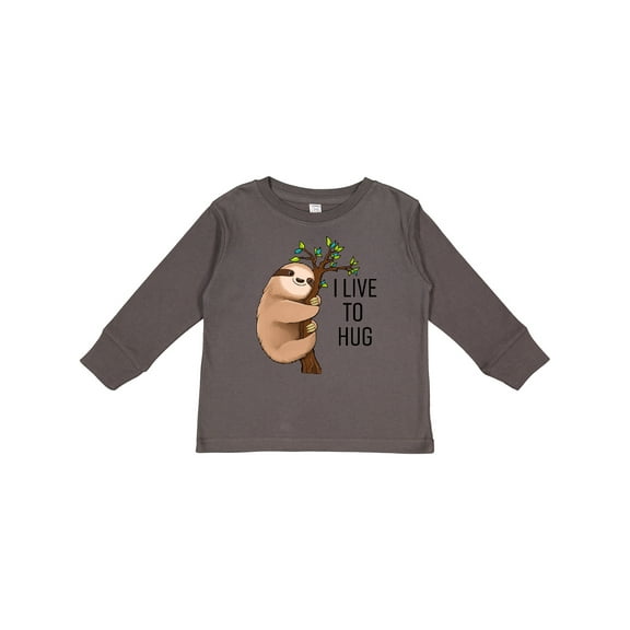 Inktastic I Live to Hug Cute Sloth on a Branch Boys or Girls Long Sleeve Toddler T-Shirt