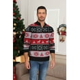 thumbnail image 2 of Iceglad Mens Ugly Christmas Sweater Quarter Zip Sweaters Reindeer Snowflake Turtleneck Long Sleeve Knitted Pullove, 2 of 8