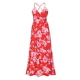 thumbnail image 3 of Vestido Maxi Cruzado En La Espalda, Vestido Largo Cruzado Con Cuello En V, Estampado Floral, Cómodo, Transpirable, Resistente Al Desgaste, Cintura Alta Tipo Túnica Para Citas YLSHRF Otros, 3 of 6