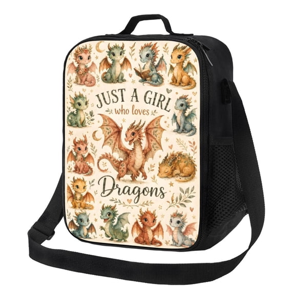 Cute Dragon Lunch Bag Insulated Thermal Lunch Box with Shoulder Strap & Handle for Women and Men