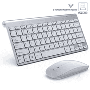 Mini Wireless Keyboard and Mouse Combo, 2.4G Waterproof Compact Keyboard Mouse Set, Portable Plug & Play Slim Desktop Set for Mac, Apple iMac, PC, Laptop and Windows, Black