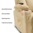 thumbnail image 5 of MCombo Electric Power Recliner Chair with Massage & Heat, Extended Footrest, USB Ports, 2 Side & Front Pockets, Cup Holders, Beige Plush Fabric 8015, 5 of 9