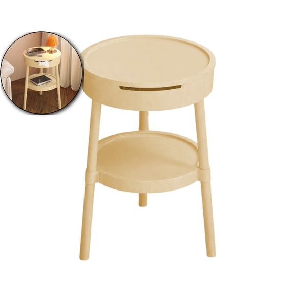 Modern Side Table with Drawer, Multifunctional Coffee Table, Plastic Storage Shelf for Living Room Bedroom Office