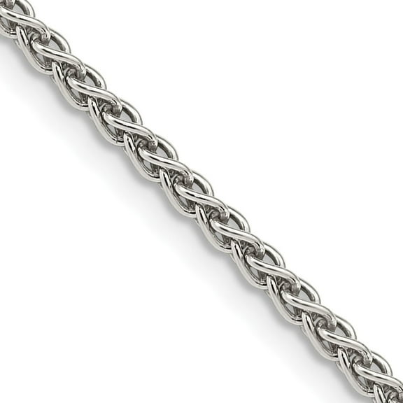 Auriga Fine Jewelry 925 Sterling Silver Rhodium-plated 2.5 mm Round Spiga Chain Necklace for Women 16"