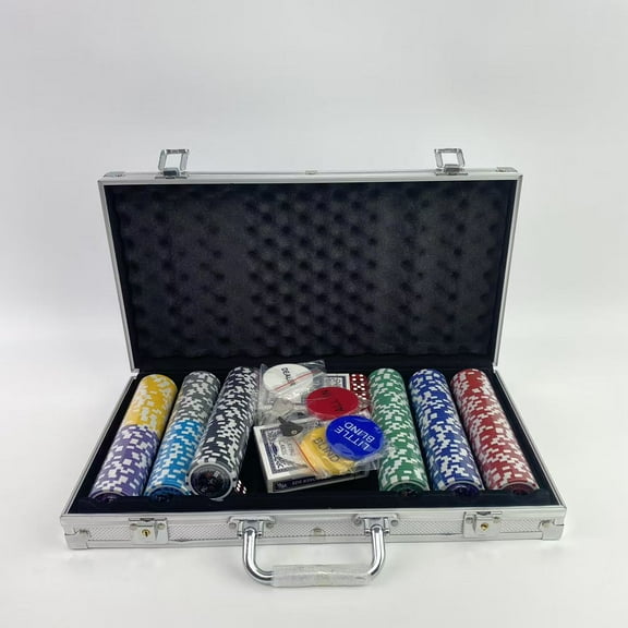 Rnfmazyn Poker chips, 300-Piece Poker Set with Aluminum Carrying Case & Professional Weight Chips & Poker Dice