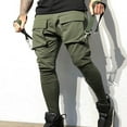 thumbnail image 4 of Pantalones largos para hombre, de color liso, con bolsillo y cordón, informales, juveniles, versátiles, deportivos, de gran tamaño., 4 of 6