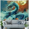thumbnail image 4 of PRATYUS  Japanese dragon Tapestry Wall Hanging Asian Anime Tapestry Moon Cloud Misty Mountains Watercolor Painting Art Wall Tapestries for Bedroom Living Room Dorm Decoration  40x60inch, 4 of 6