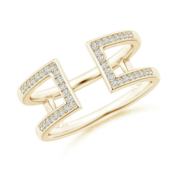 ANGARA Lab Grown Pave-Set Diamond Open Bar Ring for Women in 14K Yellow Gold (Size-0.9mm| Color-F-G| Clarity-VS) | April Birthstone, Anniversary, Jewelry Gift for Women | Lab-Grown Diamond Ring
