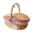 thumbnail image 1 of Wicker Picnic Basket Practical Storage Basket for Parties Outdoor Sandwiches Medium, 1 of 9
