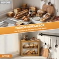 thumbnail image 6 of Large Bread Box for Kitchen Counter, Corner Wooden Large Capacity Bread Storage with Glass Lid Rustic Brown, 6 of 7