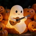 thumbnail image 4 of USB Guitar Ghost Lighted Figurine, 5.12 x 4.72 In White Cute Halloween Desk Ornament for Study Bedroom Home Decor and Gifts, 4 of 9