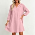 thumbnail image 4 of Byworldtasic Long Sleeve Dress for Women Tops Dressy Casual Tunics Top Cute Tee V Neck Blouses Dress, 4 of 8