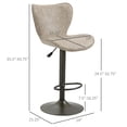 thumbnail image 3 of HOMCOM Tabourets de Bar Pivotants Lot de 2, Simili Cuir Hauteur de Comptoir Réglable avec Siège Large et Base Ronde en Acier, Repose-Pieds, Gris Clair, 3 of 10