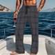 thumbnail image 1 of Pantalones de pijama largos para hombre, informales, con estampado a cuadros, holgados, deportivos, elásticos, rectos, vintage, con bolsillos, 1 of 6