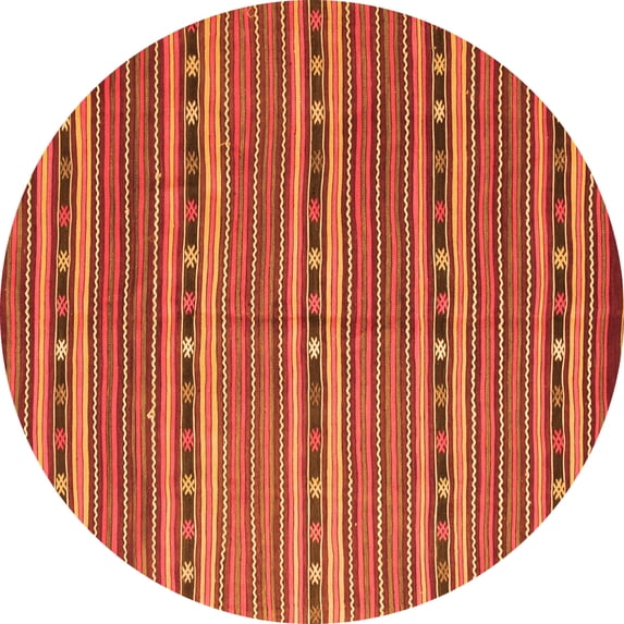 Ahgly Company Indoor Round Oriental Orange Traditional Area Rugs, 6' Round