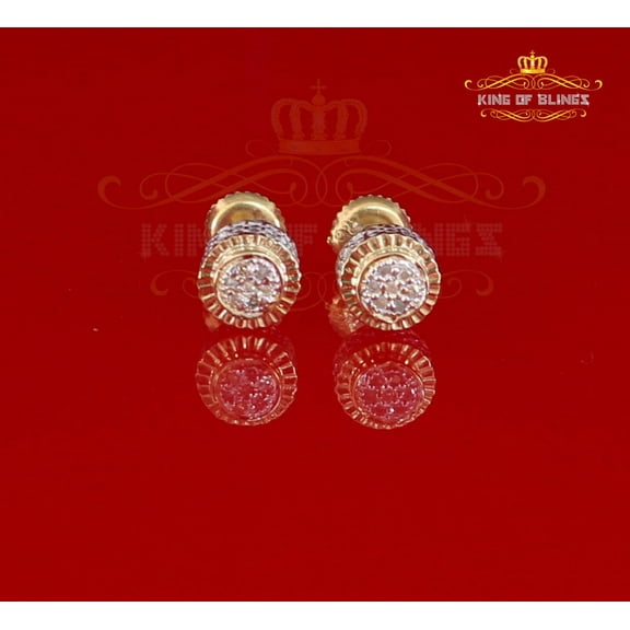King of Bling's 925 Sterling Silver 0.05ct Diamond For Women's/ Men's Yellow Stud Round Earrings