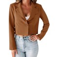 thumbnail image 3 of HUBERY Women One Button Lapel Collar Long Sleeve Solid Color Jacket Blazer, 3 of 5